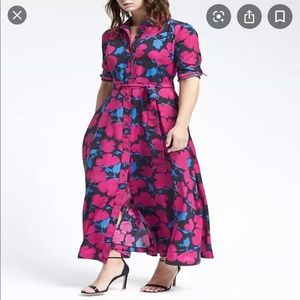 Banana Republic Black Red Blue print dress 12